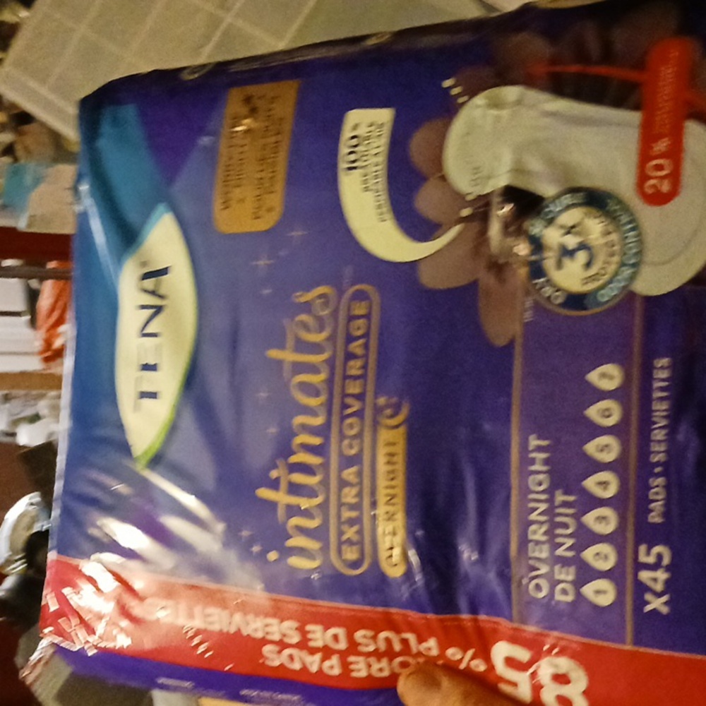 Tena  overnight pads intimates extra coverage